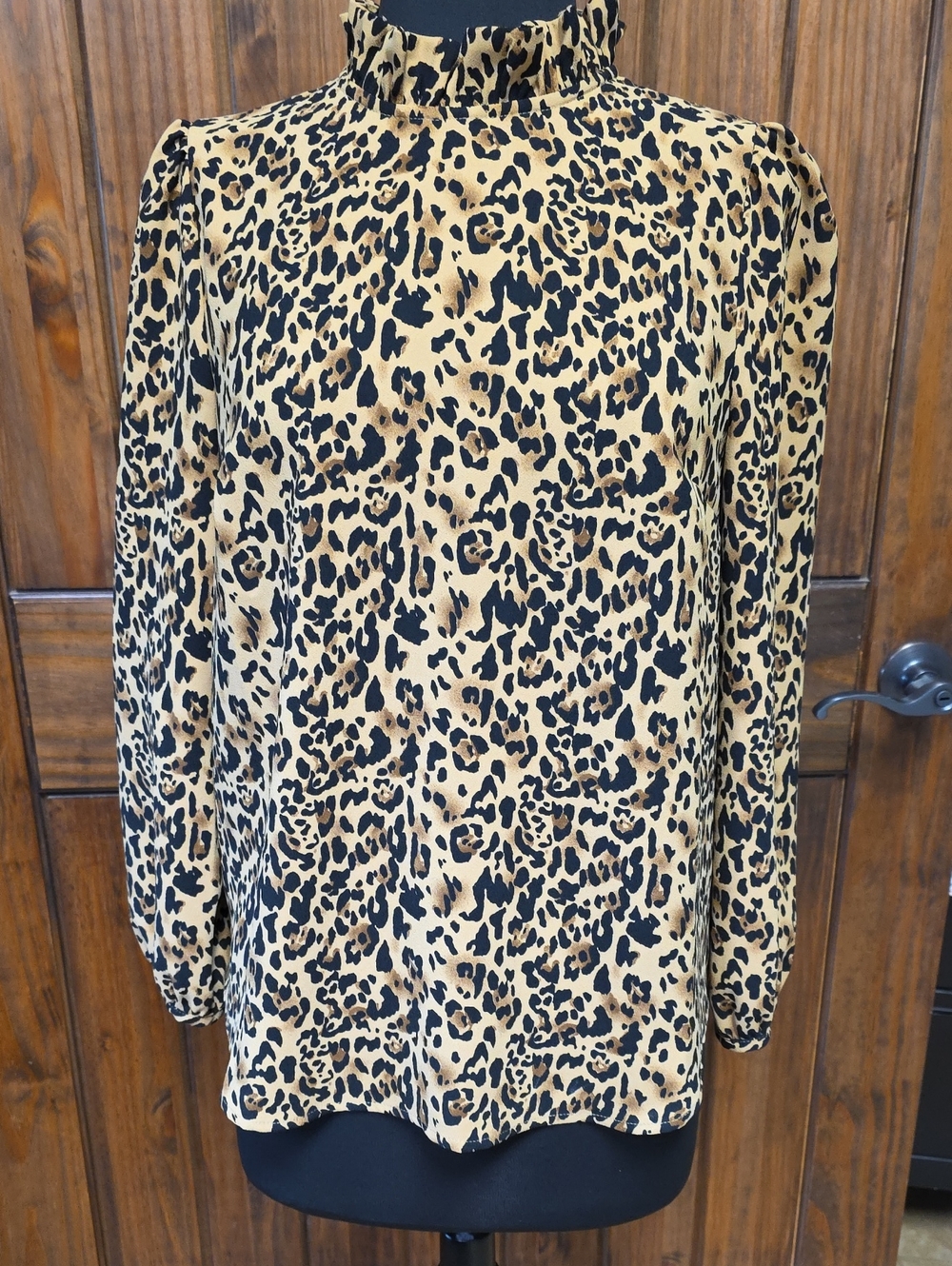 J Crew Leopard Print High Neck Blouse - Size S